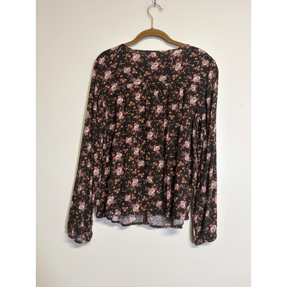 Lucky Brand Women's 100% Cotton Long Sleeve Shirt with Pink Flowers Size Small - Picture 4 of 6